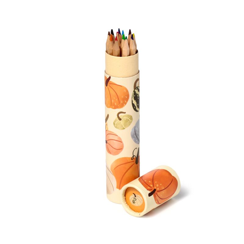 Autumn Harvest Large Pencil Pot with 12 Colouring Pencils
