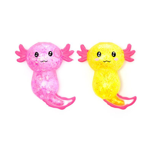 Squeezable Glitter Axolotl Stress Toy