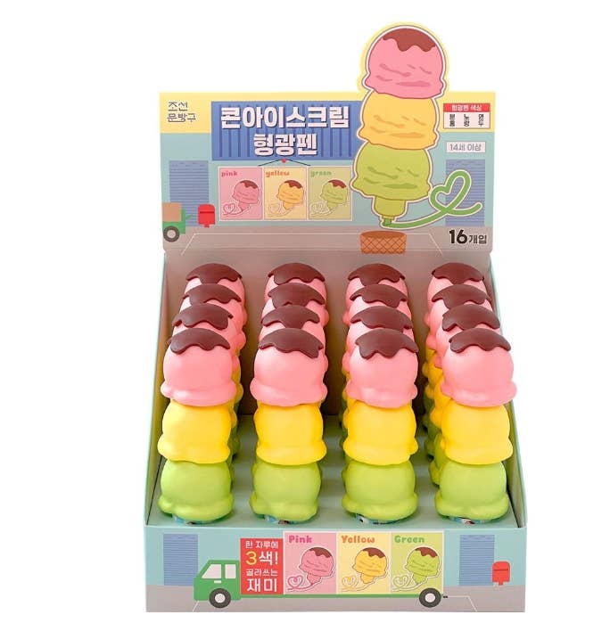 Ice Cream Cone Highlighter Pen – 3 Colors in One!