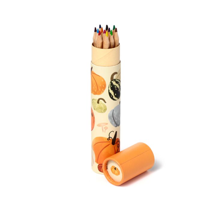 Autumn Harvest Large Pencil Pot with 12 Colouring Pencils