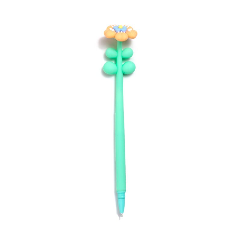 Green Pen with an orange flower-shaped top.