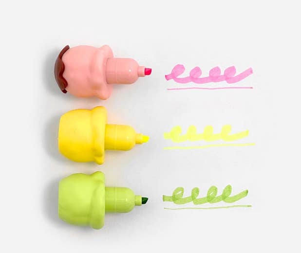 Ice Cream Cone Highlighter Pen – 3 Colors in One!