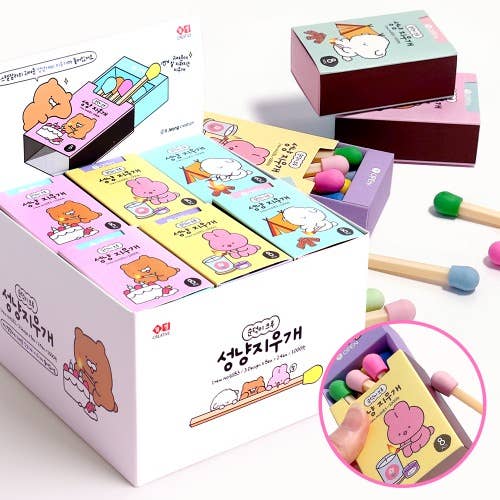 Unique Design Stationery- Matches Shape Eraser 8Pcs 1 Box